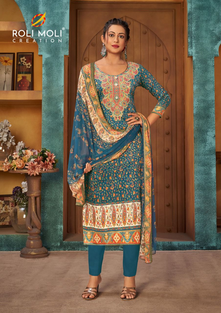 Roli Moli Zaara 4 Winter Casual Wear Designer Printed Pashmina Dress Collection